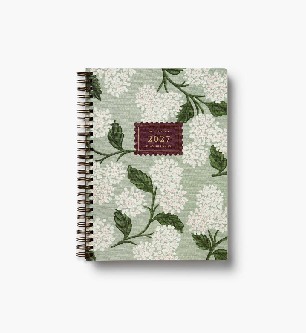 2027 12-Month Softcover Spiral Planner - Sage Hydrangea