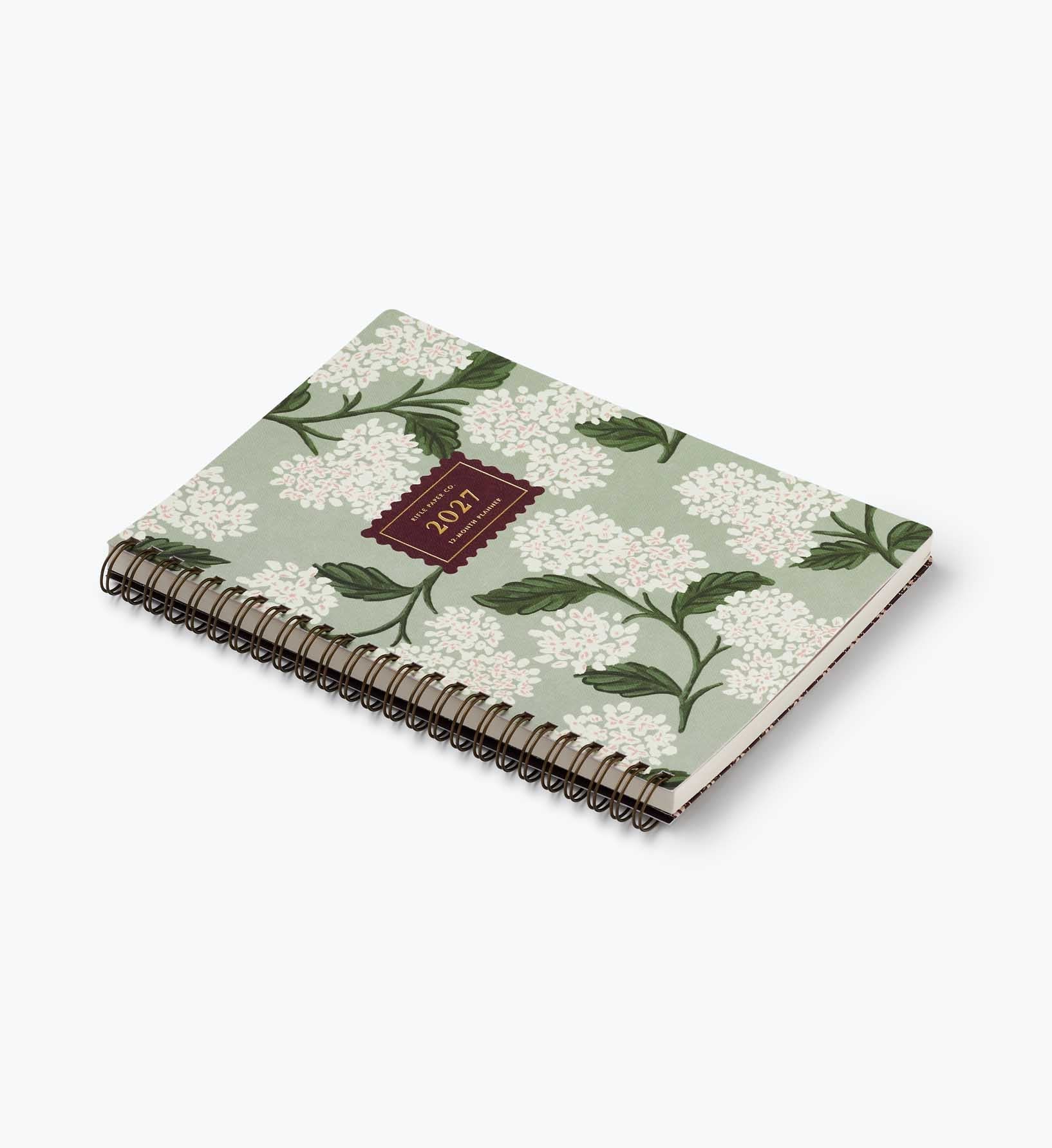 2027 12-Month Softcover Spiral Planner - Sage Hydrangea