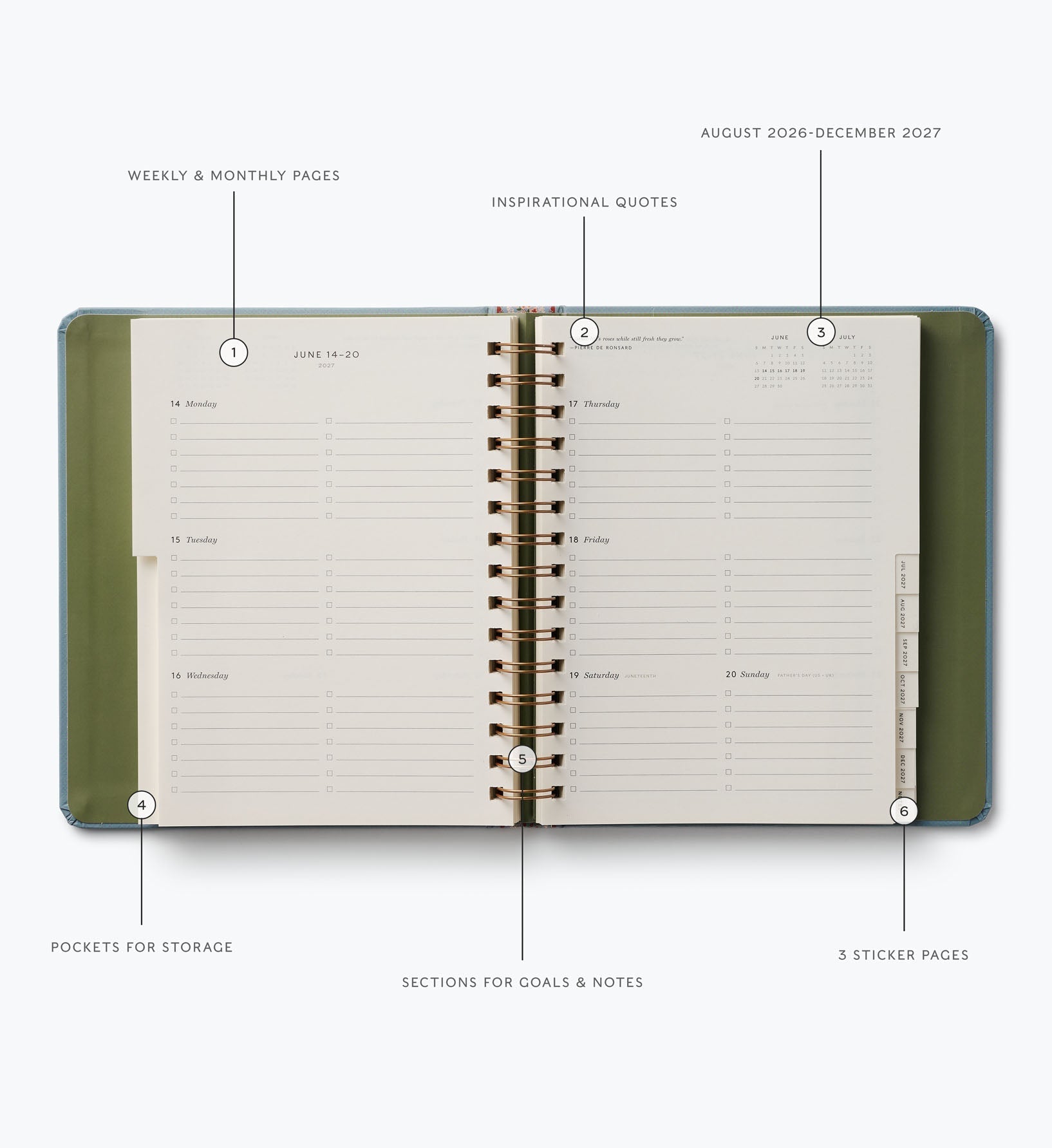 2026-2027 17-Month Academic Covered Spiral Planner - Paisley