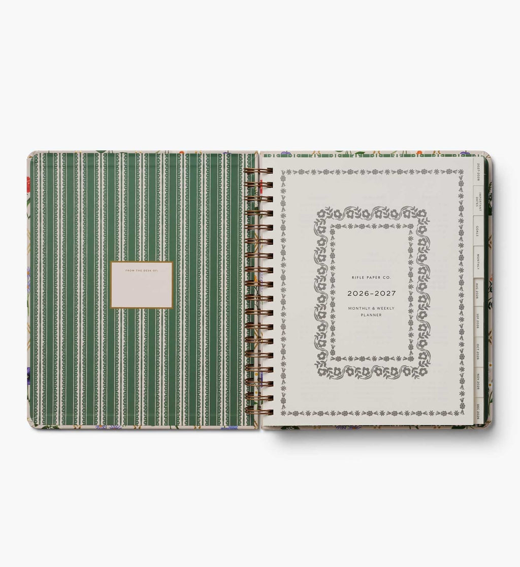 2026-2027 17-Month Academic Hardcover Spiral Planner - Garden Study