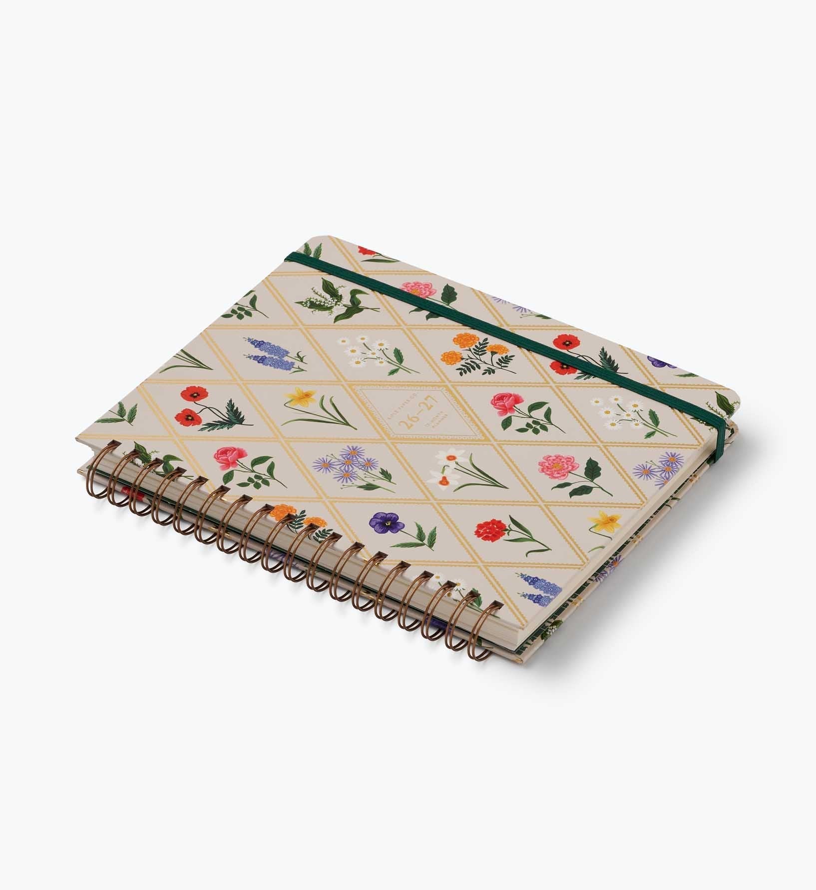 2026-2027 17-Month Academic Hardcover Spiral Planner - Garden Study